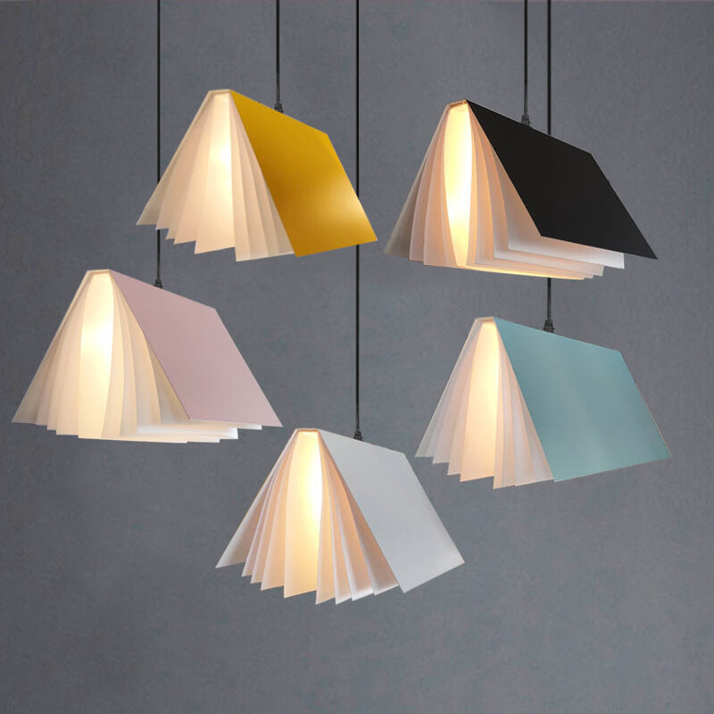 Flying Book 1-Light Metal PVC Pendant Light - Creative Book Shade Lamp for Home Decor and Reading Nook