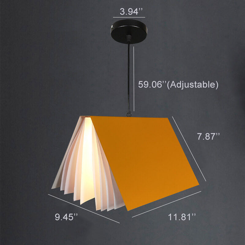 Flying Book 1-Light Metal PVC Pendant Light - Creative Book Shade Lamp for Home Decor and Reading Nook