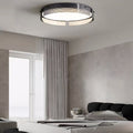 16.5-Inch Black Stripe LED Flush Mount Light - Modern Round Glass Ceiling Fixture