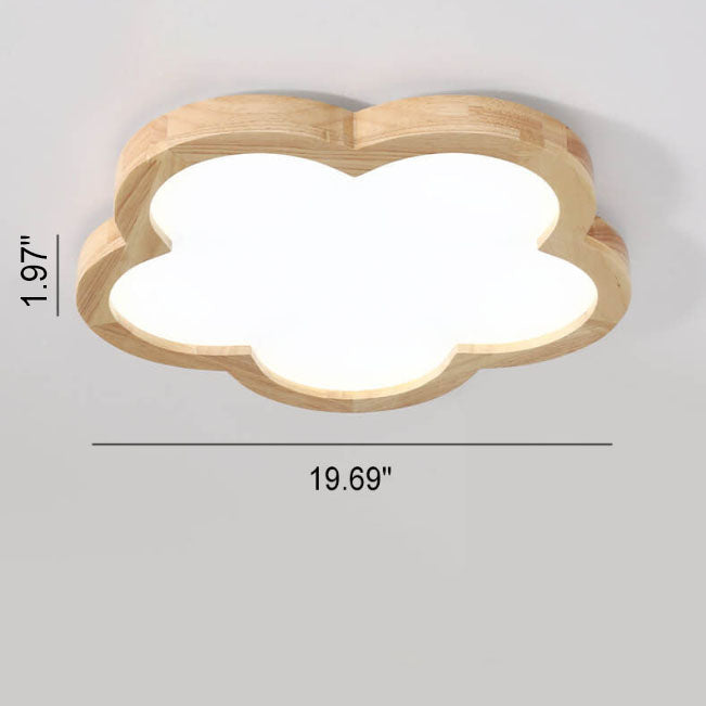Nordic Simple Solid Wood Flower LED Slim Kids Flush Mount Ceiling Light Fixture, Cute Kids Room Lighting, Sky Blue and White Nursery Light, Modern Children's Ceiling Lamp, Energy Efficient LED Kids Decor Lighting