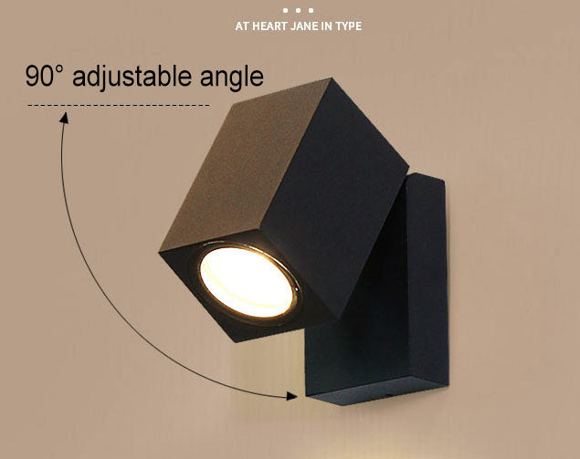 Modern Waterproof Square LED Garden Spotlight - Adjustable Angle Wall Sconce Lamp