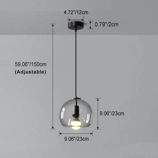 Minimalist Smoke Gray Hand-Blown Glass Pendant Light 1-Light Fixture