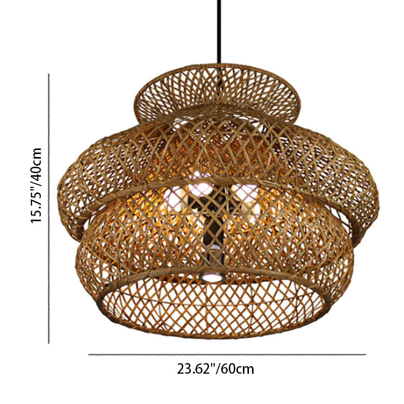 Retro Rattan 3 Layer 4/6 Light Chandelier - Boho Style Ceiling Fixture