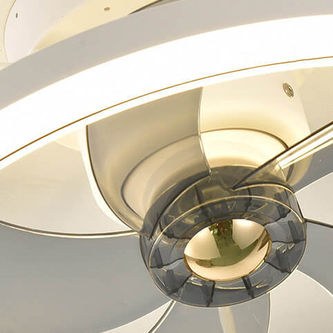 Modern Minimalist LED Ceiling Fan Light - Circle Ring Acrylic Shade Semi-Flush Mount