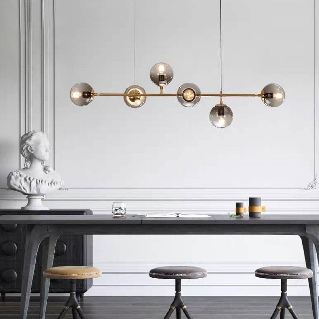 Modern Minimalist Round Globe 6-Light Chandelier - Glass Island Light Fixture