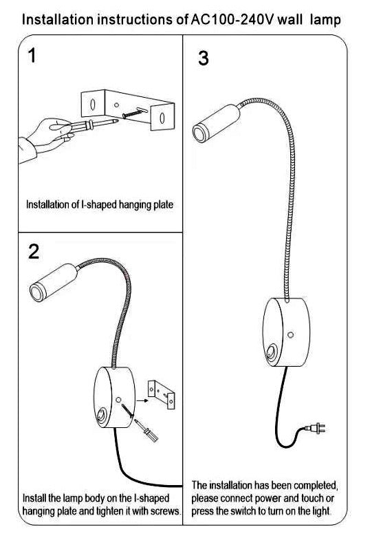 Modern LED Wall Sconce - Rotatable Hose Spotlight Reading Lamp