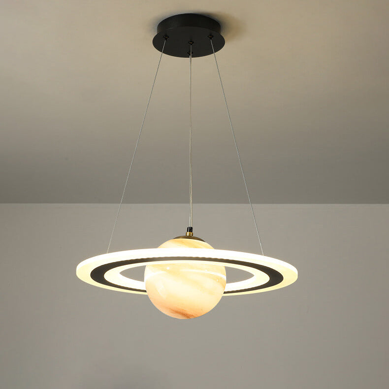 Modern Creative Space Planet Circle Kids LED Chandelier, Stylish Children's Room Lighting, Adjustable Fixtures for Playroom, Solar System Design, Fun Bedroom Decor, Colorful LED Ceiling Light, Unique Kids' Lighting, Contemporary Planetary Chandelier, Eye-