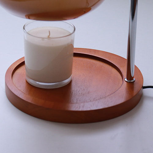 Contemporary Retro Glass Dome Table Lamp - Solid Wood & Metal Base, 1-Light Melting Wax Design