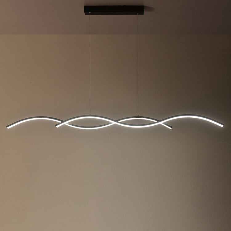 Nordic Minimalist LED Wave Design Island Chandelier - Modern Strip Light