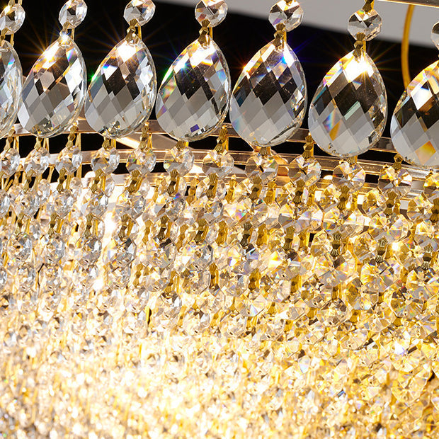 Modern Luxury Circle Iron Crystal Flush Mount Ceiling Light for Living Room - 4/6/8/10 Lights