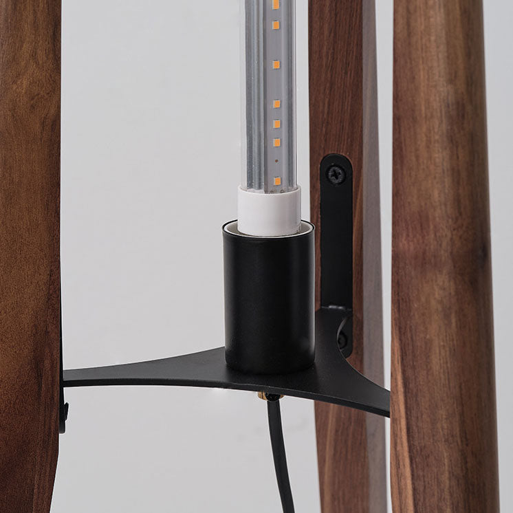 Traditional Chinese Fabric Floor Lamp with Wood Tripod for Study Lighting