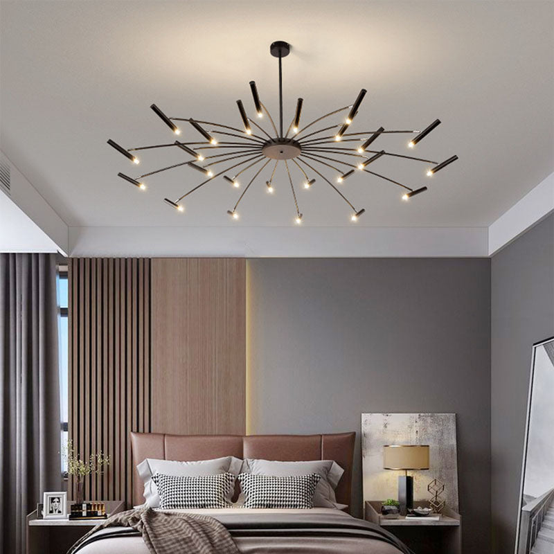 Contemporary Scandinavian Round Radioactive Iron Aluminum Chandelier 12/24 Light for Living Room