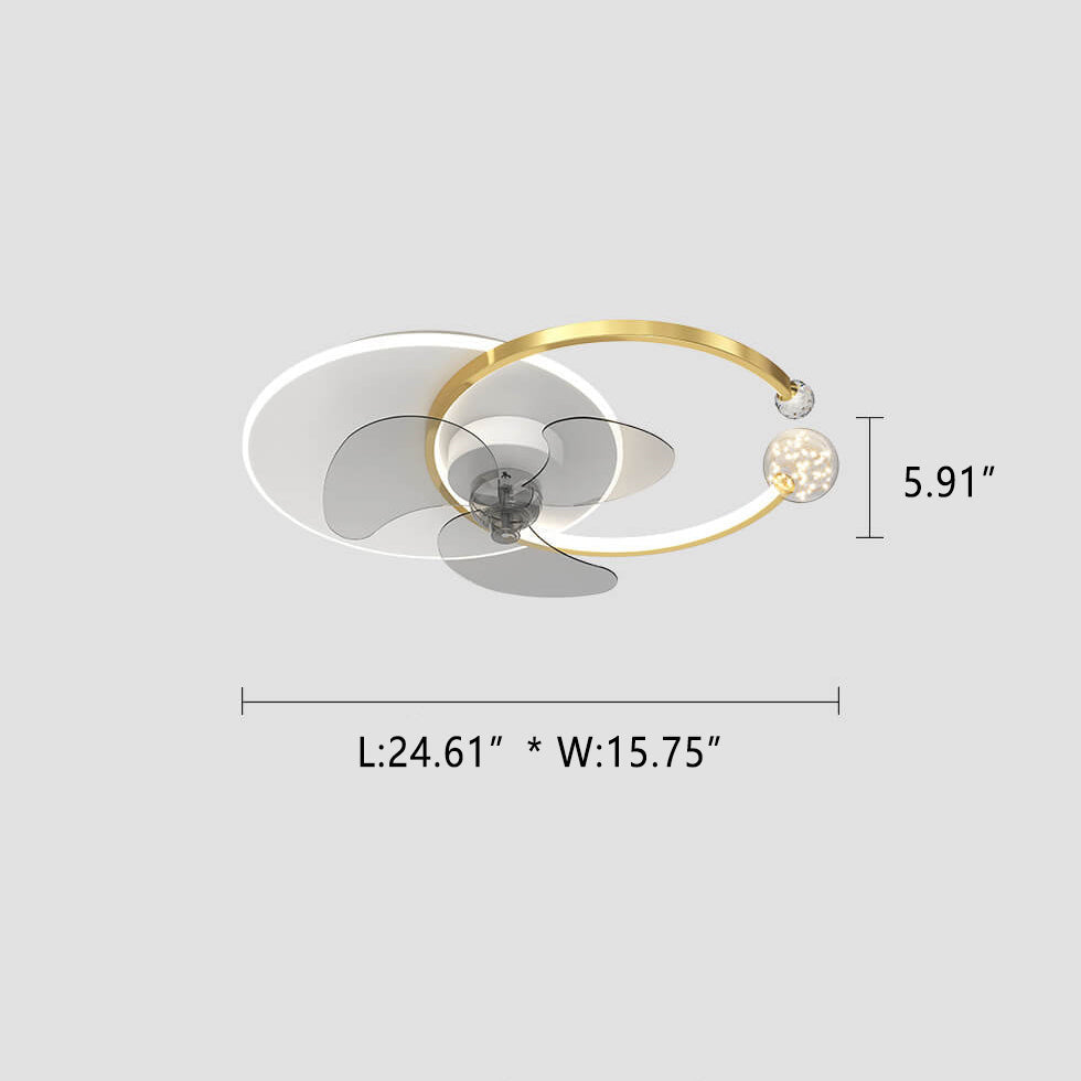 Luxury Double Ring LED Flush Mount Ceiling Fan Light Combination