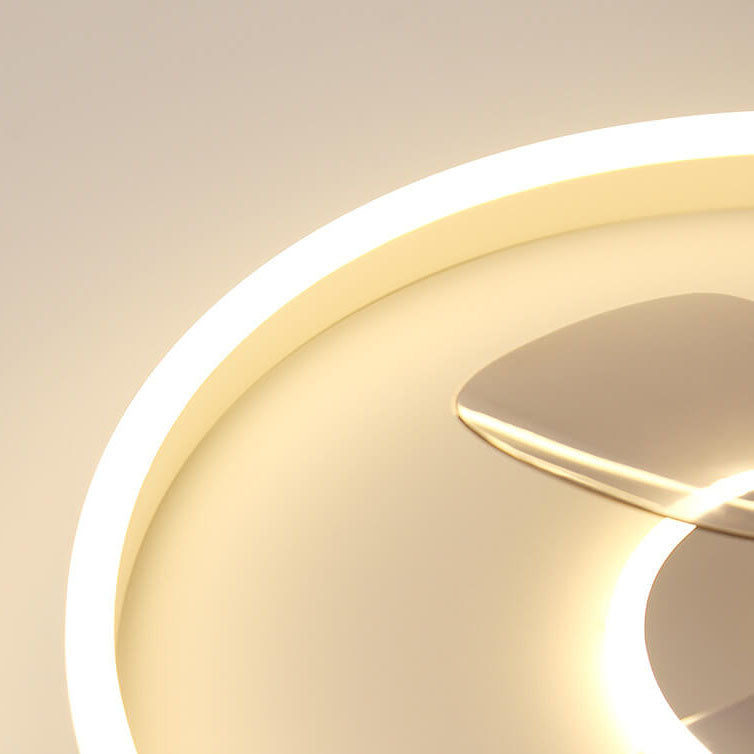 Contemporary Nordic Round LED Flush Mount Ceiling Fan Light for Living Room & Bedroom