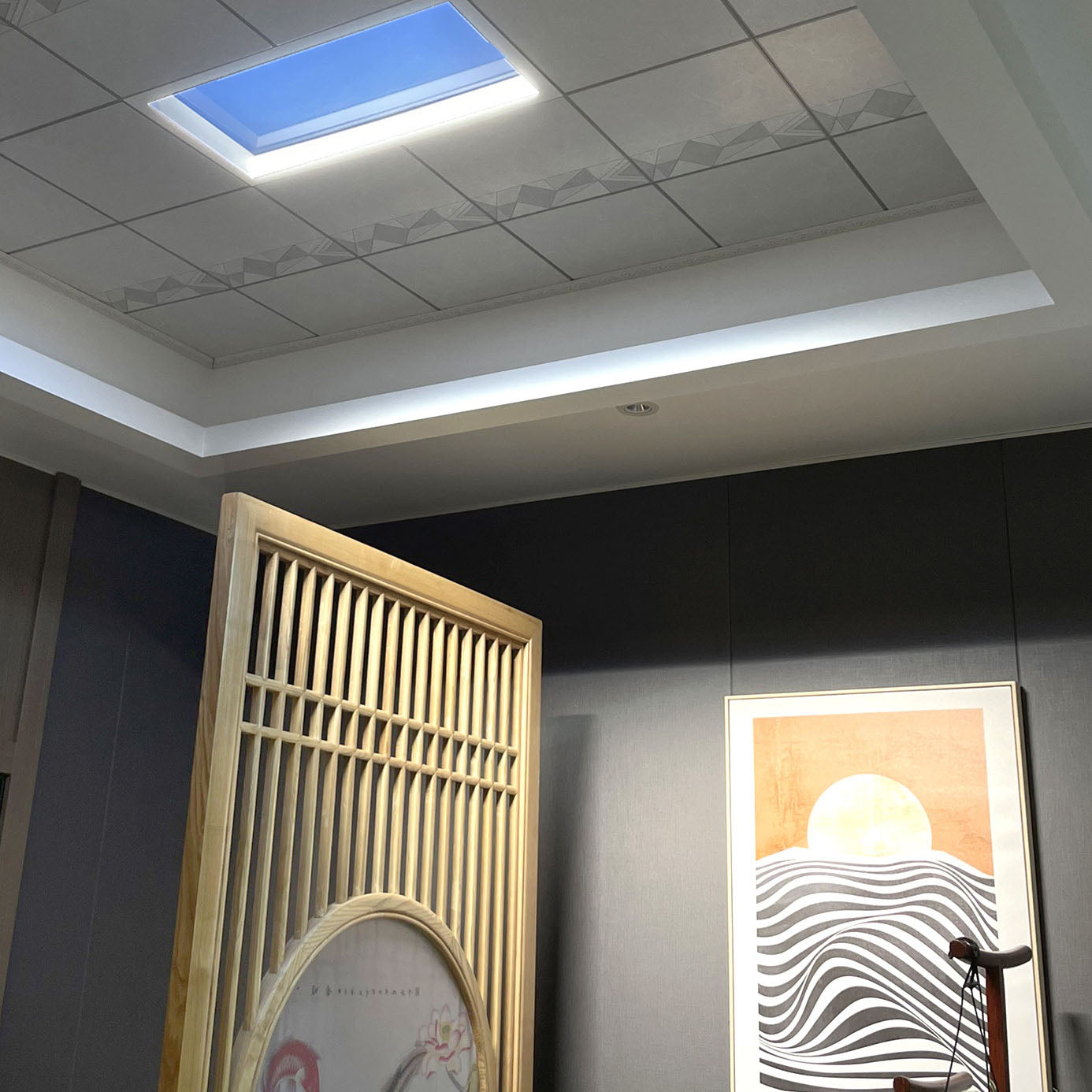 Modern Minimalist Blue Sky LED Ceiling Light - Flush Mount for Living Room