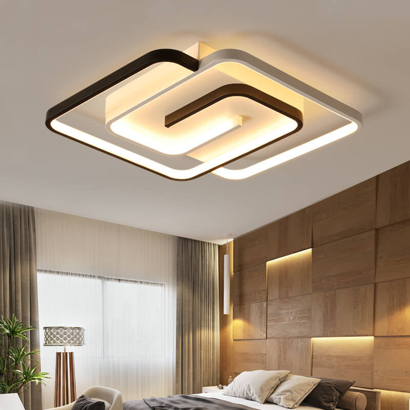 Modern Square Aluminum LED Semi-Flush Mount Ceiling Light