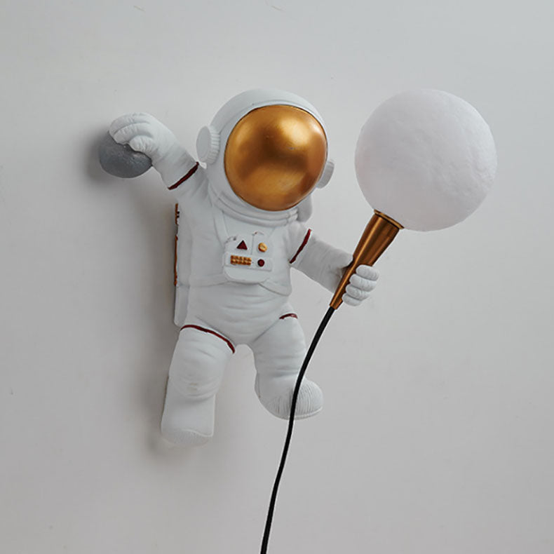 Contemporary Astronaut Wall Sconce - Resin ABS 1-Light Lamp for Bedroom