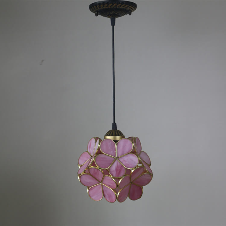 Vintage Stained Glass Petal Pendant Light Fixture
