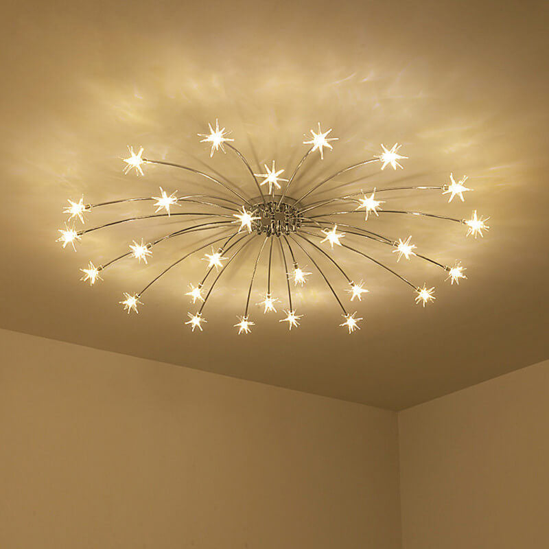 Contemporary Iron Flush Mount Ceiling Light - Star Design 12/21/28 Inches for Living Room
