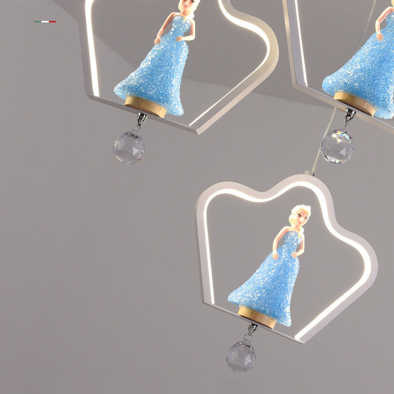 Contemporary Cartoon Princess Elsa Acrylic Round Shade LED Flush Mount Ceiling Light for Kids Bedroom, Frozen Themed Lighting, Decorative Fixture, Cute Ceiling Lamp, LED Light for Girls Room, Stylish Nursery Decor, Childrens Room Illumination, Magical Bed