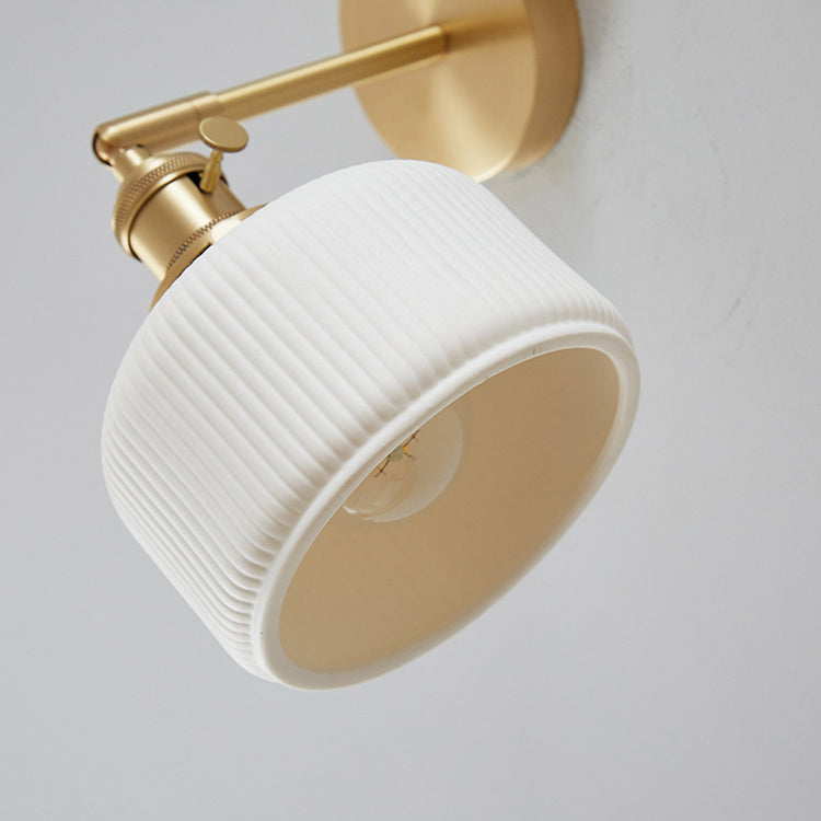 Modern Minimalist Striped Ceramic Wall Sconce Lamp - 1-Light Decorative Fixture