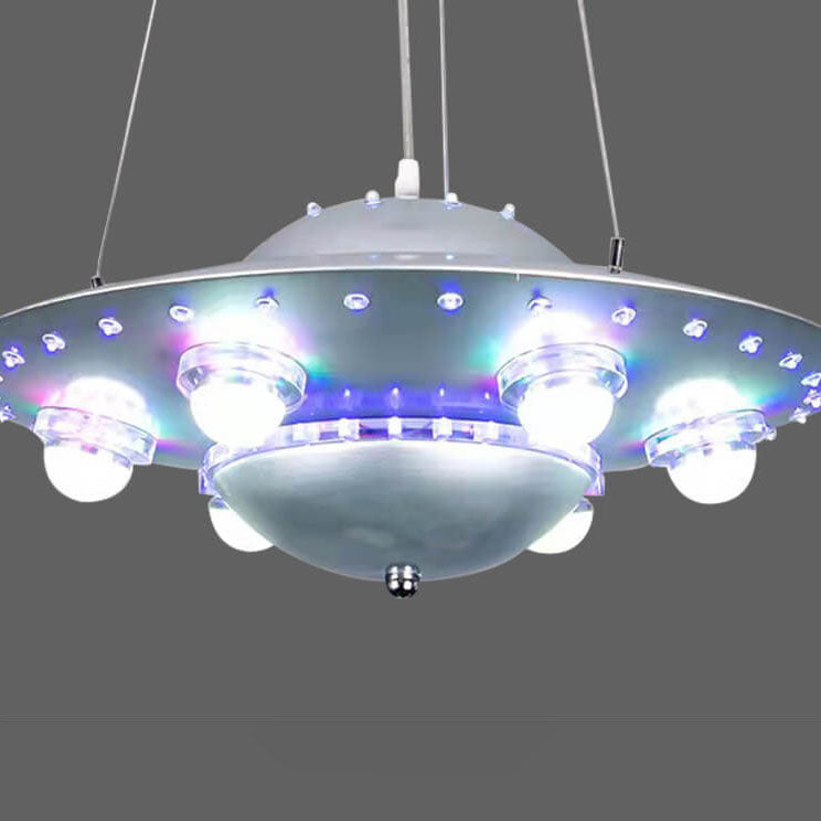 Contemporary Creative Kids Spaceship Iron Glass LED Chandelier for Bedroom Lighting, Unique Space-Themed Decor, Modern Children's Room Illumination, Fantasy LED Pendant Light for Playroom, Stylish Home Decor for Kids, Astronaut and Rocket Design Chandelie