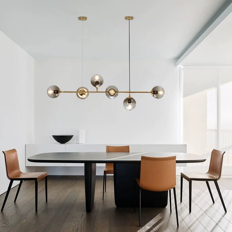 Nordic Minimalist Colorful Glass Orb 6-Light Island Chandelier