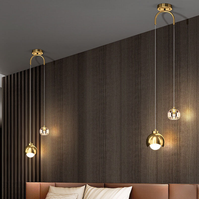 European Light Luxury Iron Brass LED Chandelier for Kitchen Island