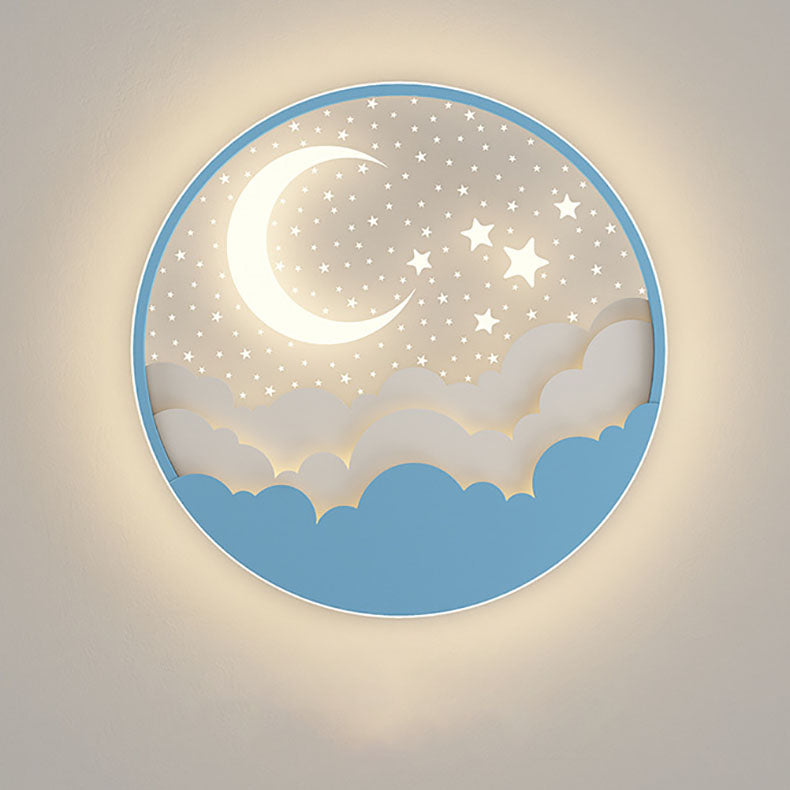 Contemporary Cartoon Stars Moon Acrylic LED Kids Flush Mount Ceiling Light for Living Room, Nursery, Bedroom, Playroom, Childrens Lighting, Modern Kids Room Decor, Energy Efficient Bright Ceiling Fixture