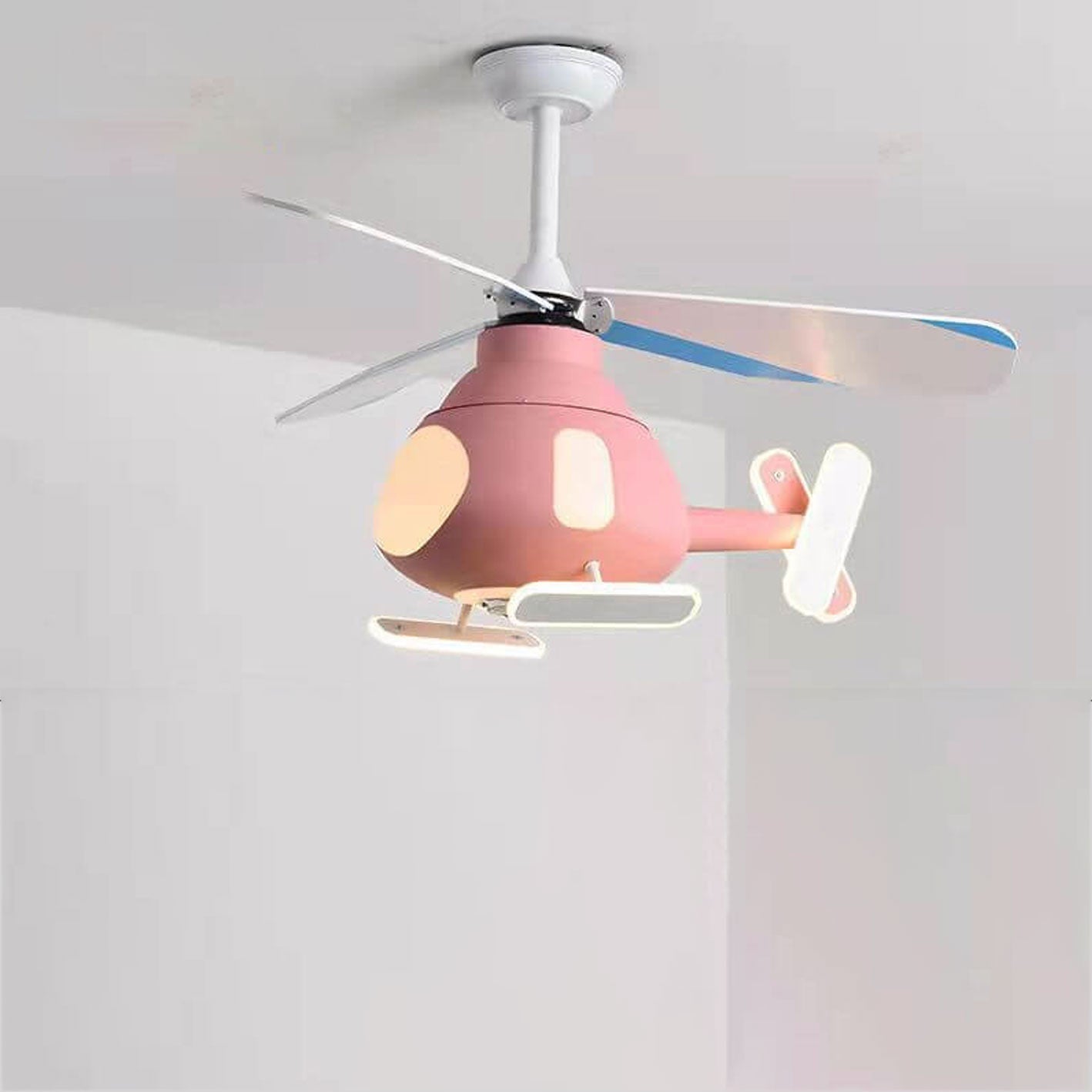 Cartoon Aircraft Ceiling Fan Light with LED Downrods - Unique Home Decor, Kids Room Lighting, Aviation Style Fans, Energy-Efficient Illumination