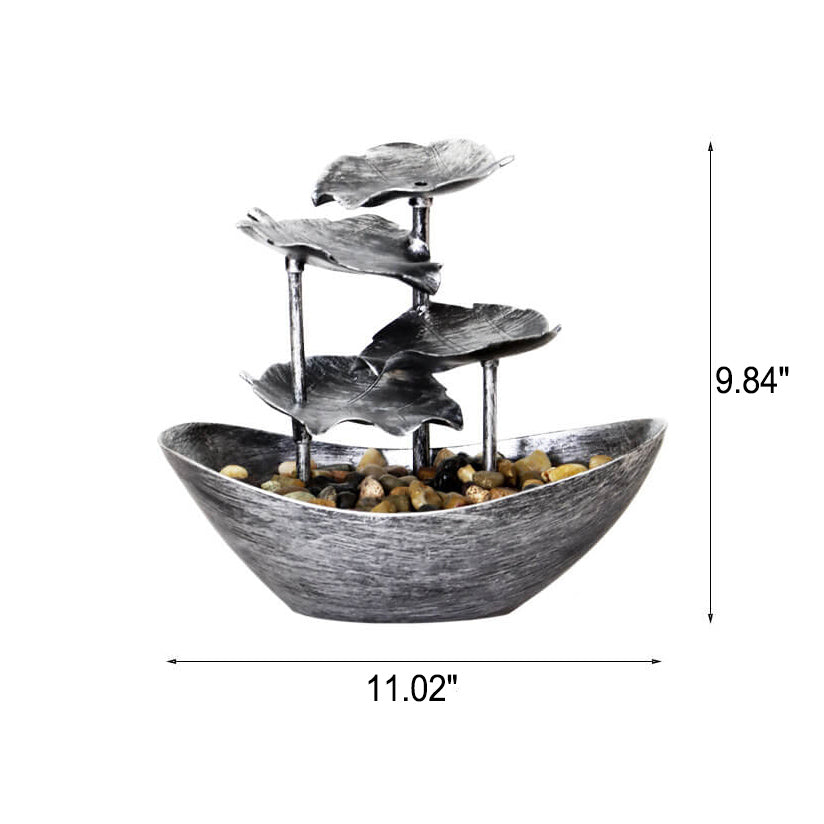 Creative Lotus Leaf Yuanbao Flowing Fountain LED Decorative Table Lamp - Unique Water Feature Lamp, Indoor Table Decoration, Relaxing Mood Light, Chinese Style Home Decor, Zen Garden Fountain Lamp, Gift for Nature Lovers, Modern LED Lighting for Living Ro