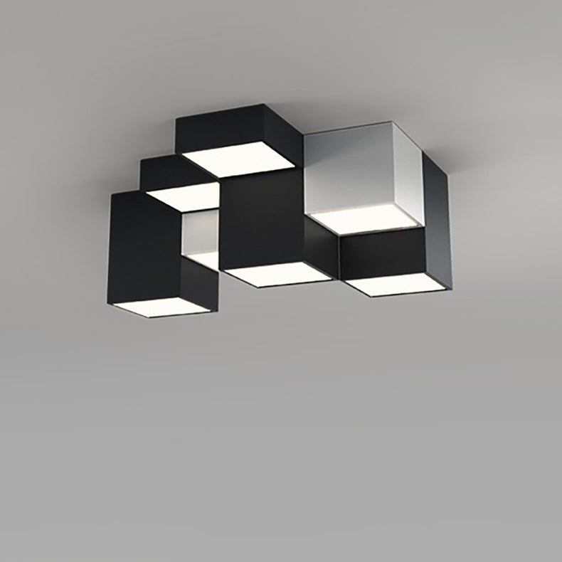 Modern Minimalist Cube LED Flush Mount Ceiling Light for Living Room