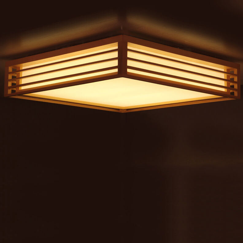 Nordic Solid Wood Square LED Tatami Ceiling Light