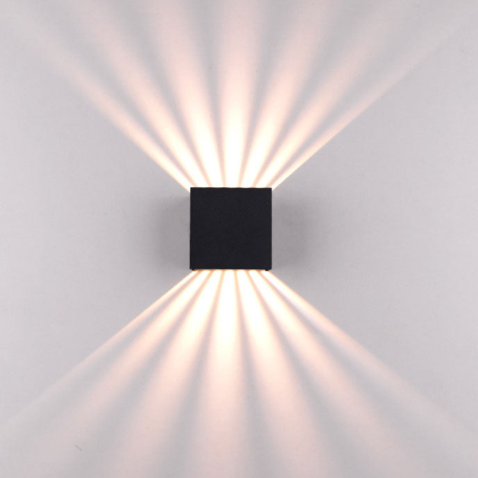 Modern Solid Color Aluminum LED Outdoor Wall Sconce - Waterproof Square Lamp