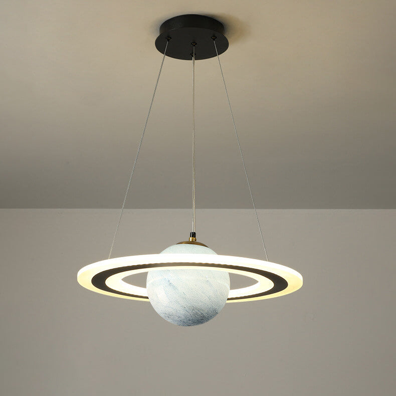 Modern Creative Space Planet Circle Kids LED Chandelier, Stylish Children's Room Lighting, Adjustable Fixtures for Playroom, Solar System Design, Fun Bedroom Decor, Colorful LED Ceiling Light, Unique Kids' Lighting, Contemporary Planetary Chandelier, Eye-