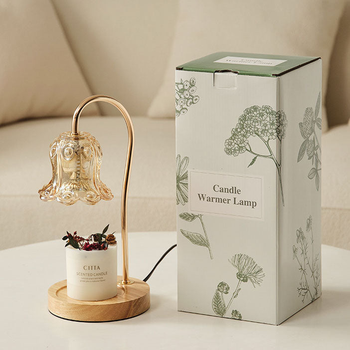 Modern Creative Simple Solid Wood Lily Of The Valley 1-Light Melting Wax Table Lamp - Unique Home Decor, Elegant Indoor Lighting, Contemporary Design, Handmade Accent Light, Rustic Wood Lamp, Stylish Bedroom and Living Room Decor, Decorative Lighting Fixt