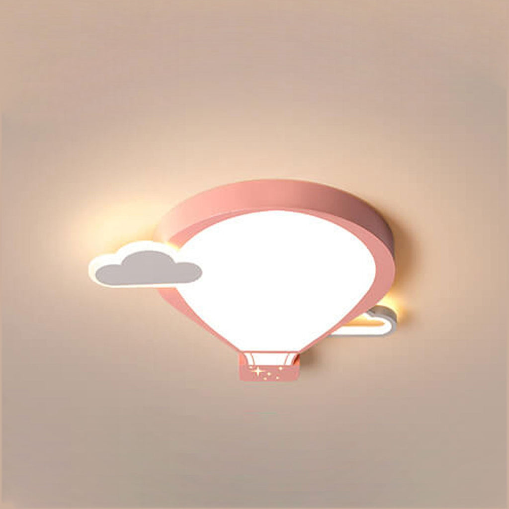 Cartoon Hot Air Balloon Kid LED Flush Mount Ceiling Light Nursery Bedroom Fixture Kids Room Decor Childrens Lighting Cute Cartoon Ceiling Lamp Colorful Adventure Theme Adjustable Brightness Fun Illustration Design Energy Efficient Safe Lighting Kids Ceili