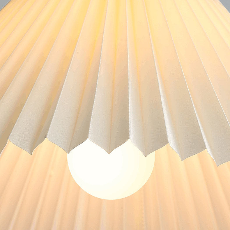 Traditional Japanese Rubberwood Pleated Cone Island Chandelier for Living Room