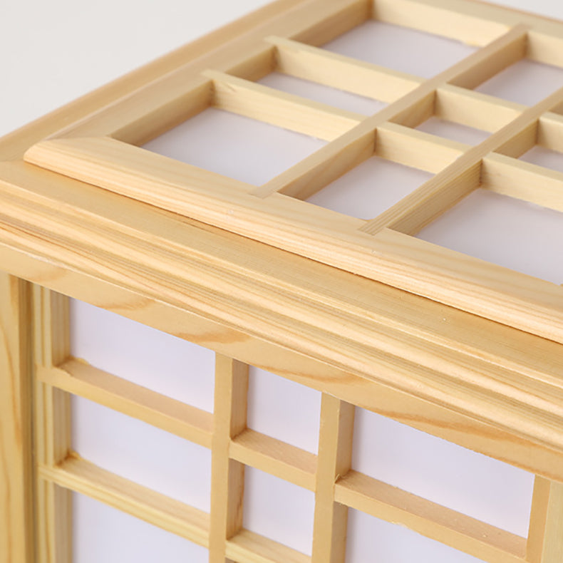 Traditional Japanese Wood Acrylic Floor Lamp - 1/2/3 Light Design for Bedroom