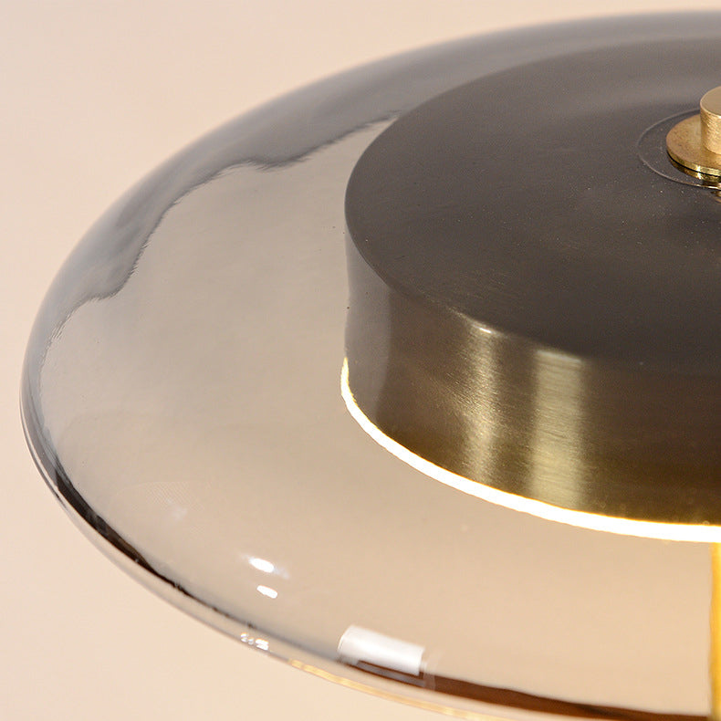 Contemporary Retro Brass Glass LED Round Cylinder Table Lamp for Bedside