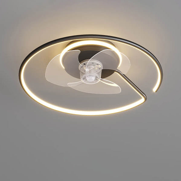 Minimalist Round LED Flush Mount Ceiling Fan Light - Luxury Invisible Design