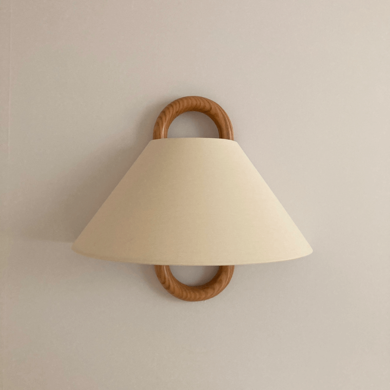Modern Solid Wood Pleated Semi-Circle 1-Light Wall Sconce Lamp
