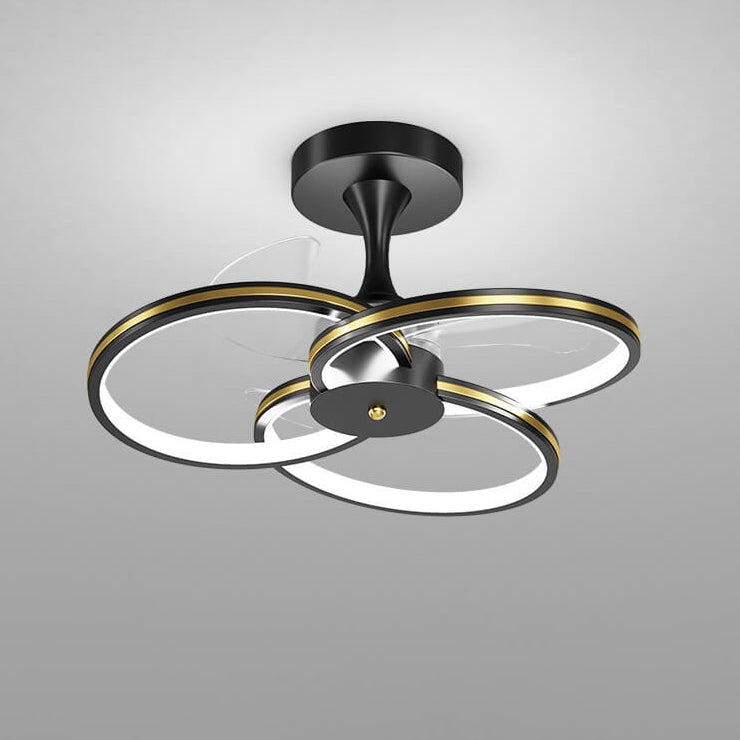 Luxury Acrylic Three Rings LED Flush Mount Fan Light Design