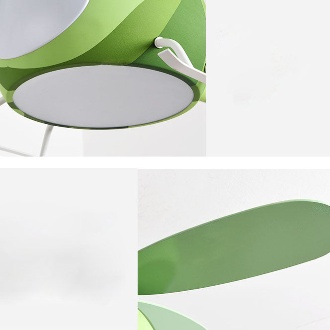 Contemporary Iron Cartoon Planes LED Ceiling Fan Light for Bedroom