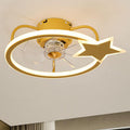 Child-Friendly Star Dolphin LED Ceiling Fan Light - Quiet Flush Mount Design