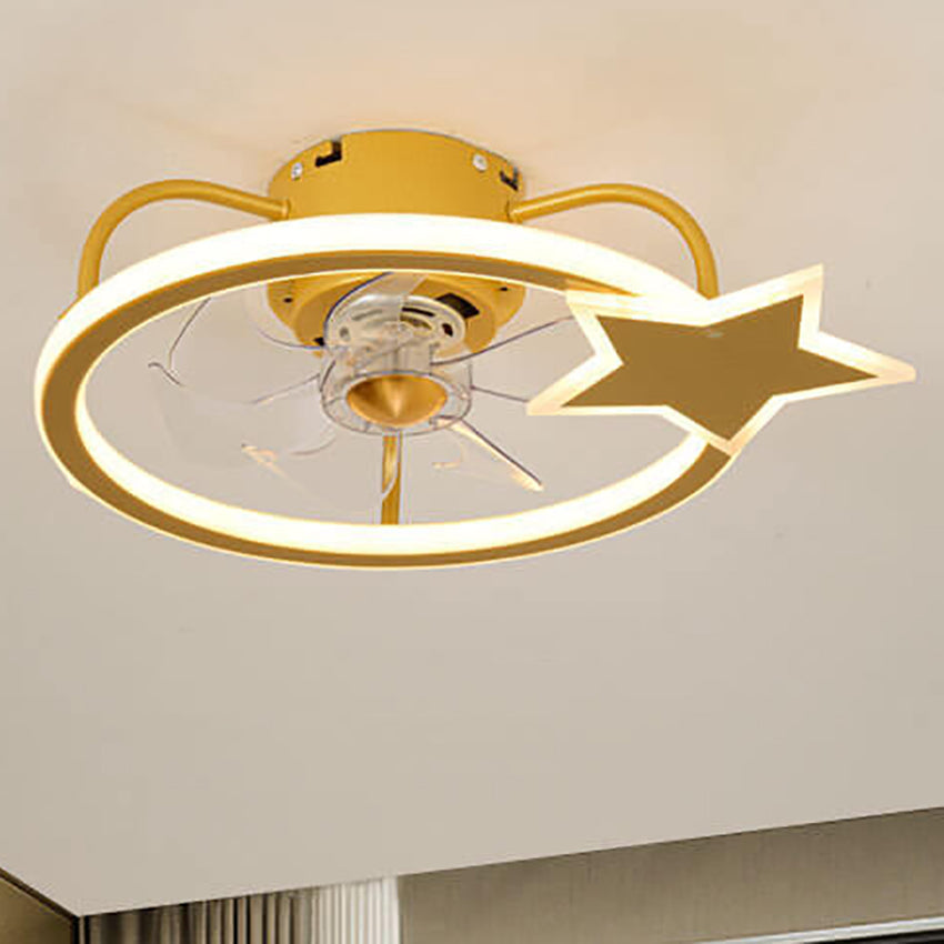 Child-Friendly Star Dolphin LED Ceiling Fan Light - Quiet Flush Mount Design