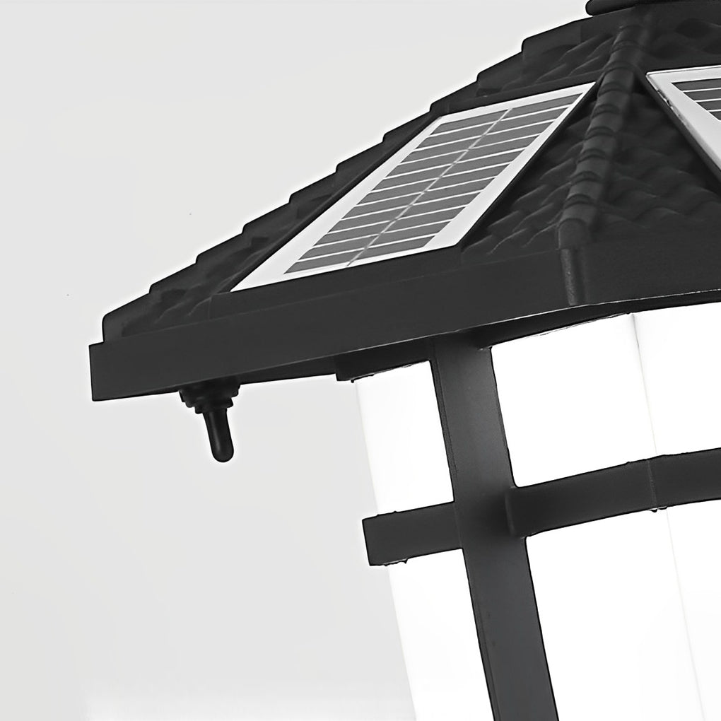Solar LED Bollard Lights - Ancient Asian Style Top Waterproof Outdoor Lighting