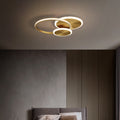 Modern Minimalist Triple Circle Copper Acrylic LED Flush Mount Light for Bedroom