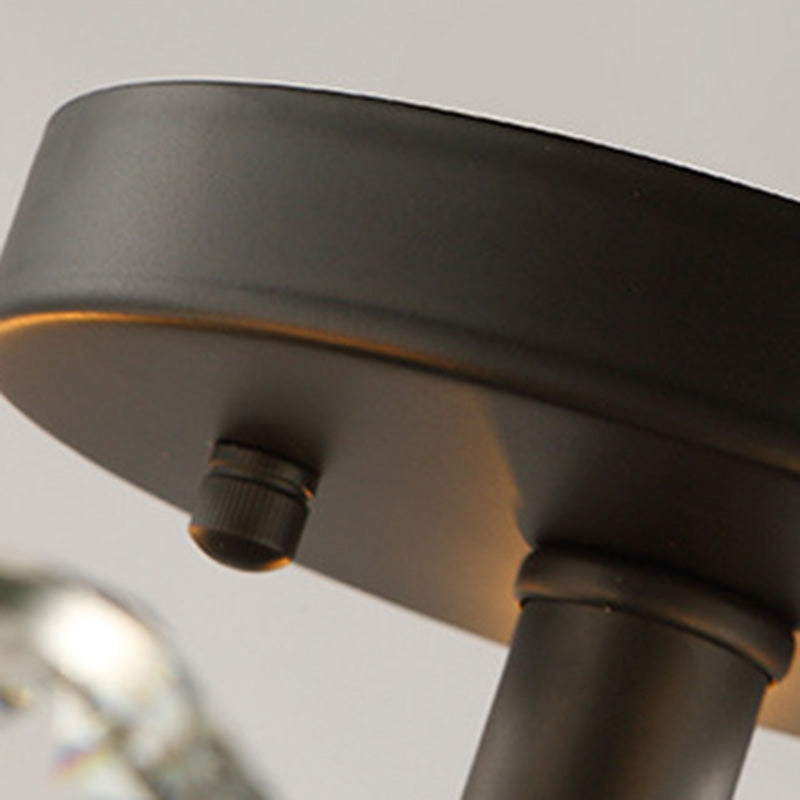 Traditional European Iron Crystal Semi-Flush Mount Ceiling Light - 4/5/6 Lights for Living Room