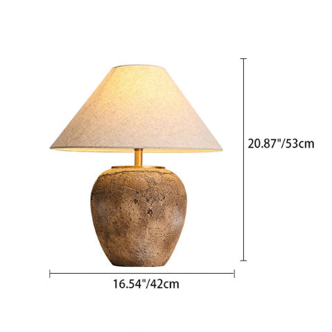 Modern Shabby Chic Cone Fabric Ceramic Jar Table Lamp - 1-Light for Bedroom